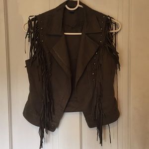 Women’s Brown Fringe Western Steampunk Vest Small